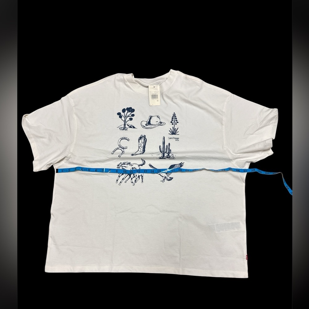 Levi’s Graphic Short Stack T-Shirt White Oversized Fit Western Desert Print XL